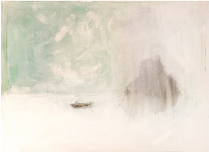 Les résidences célestes, techniques mixtes sur toile de coton, 54x74cm