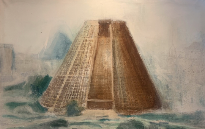 "Bab El Ehr- Rio", techniques mixtes, sur toile de coton, 75x115 cm