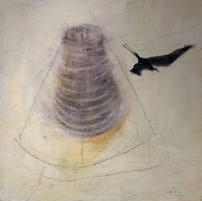 "Bab El Ehr- Carioca", techniques mixtes, sur toile de coton, 60x60 cm