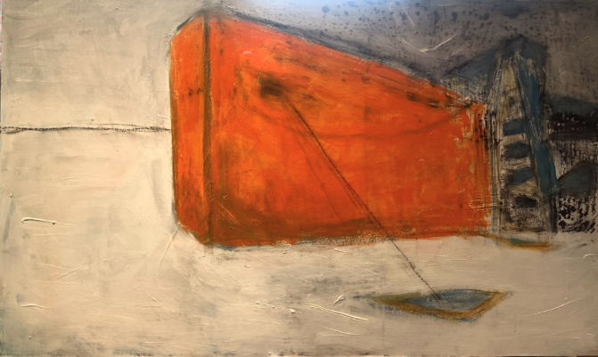 "Dépotée" Acriliques et fusains, 54x90 cm