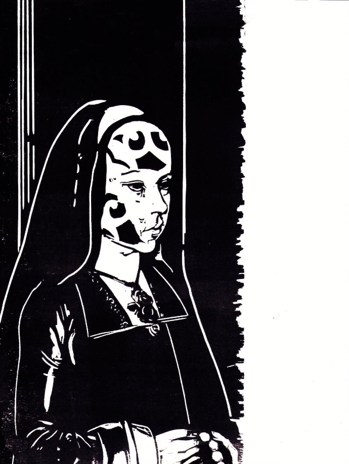 "On triche" Gravure sur bois. 24 x 30 cm