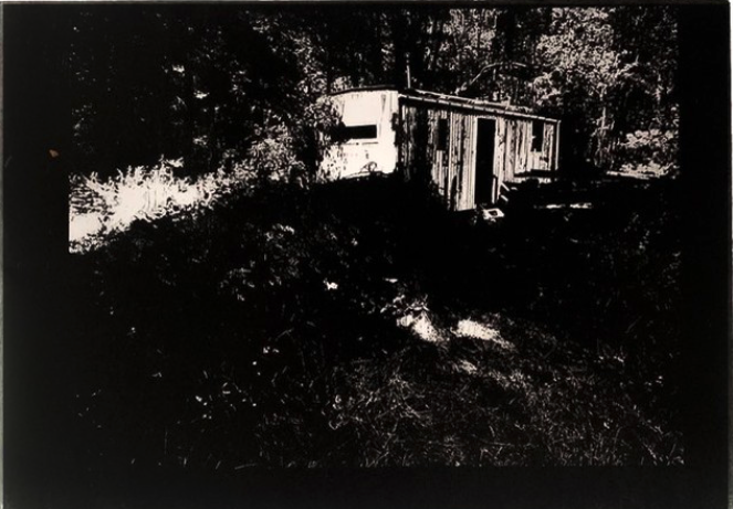 Gravure du lundi "En pensant à Romane rose U." Gravure sur bois. 28 x 42 cm